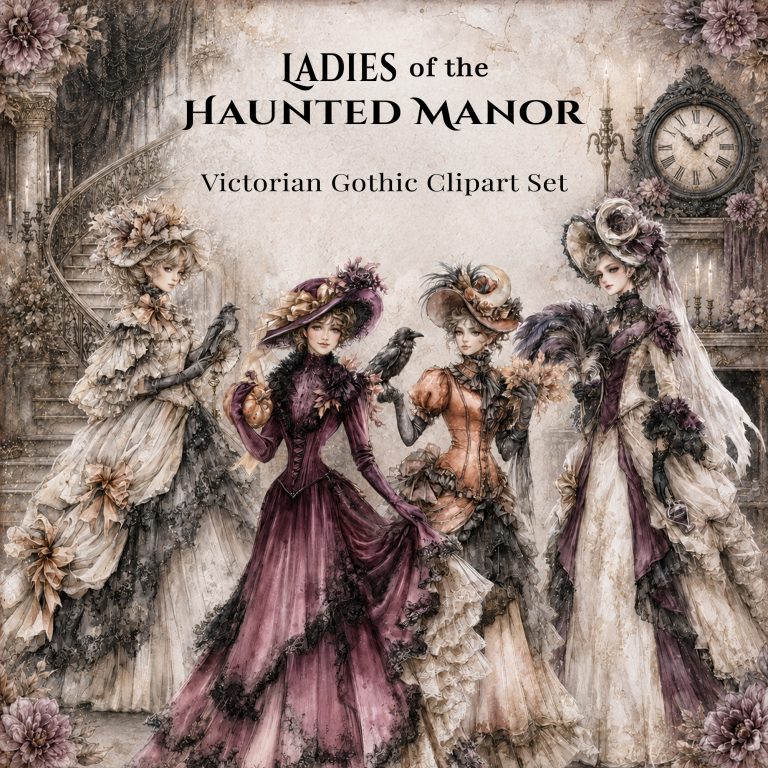 Victorian manor ladies printable clipart for junk journals featuring elegant portraits and vintage Victorian fashion ephemera