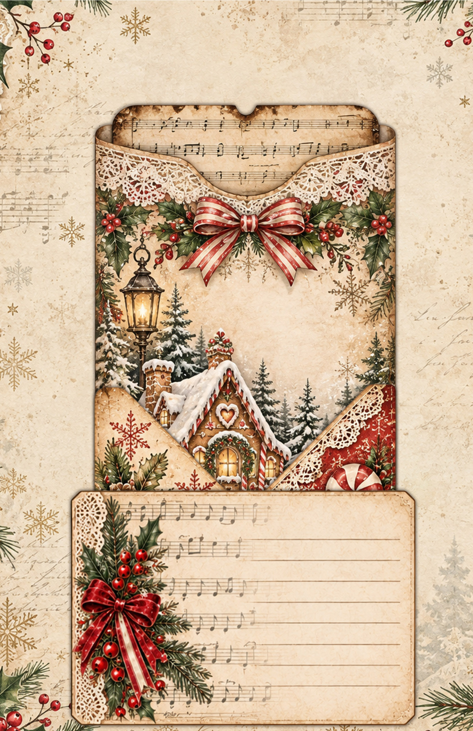 Bottom journal pocket added below the Christmas pocket with tucks